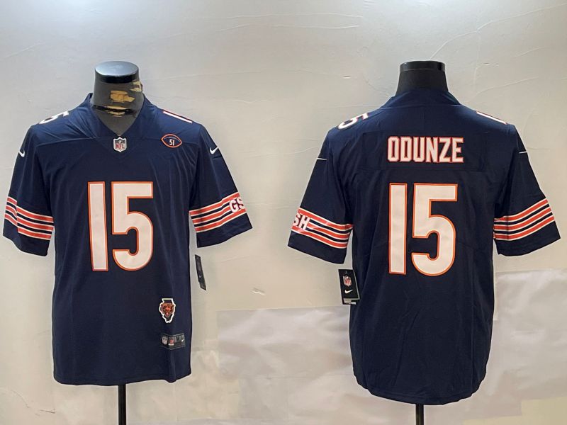 Men Chicago Bears #15 Odunze Blue 2024 Nike Limited NFL Jersey style 1->chicago bears->NFL Jersey